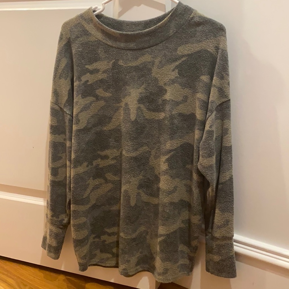 a camo sweater.